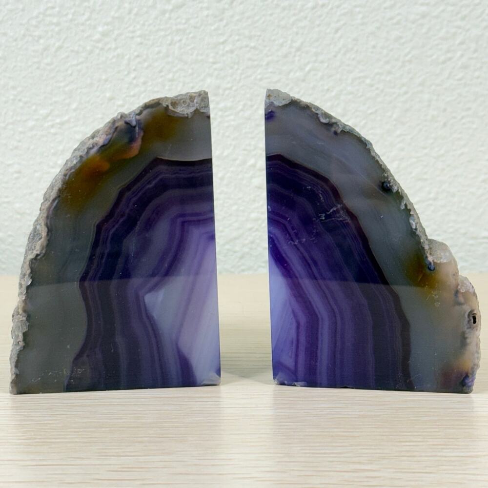Purple Agate Geode Polished Bookends 2lb 8oz 3.75x1.75x2.75" Home Decor